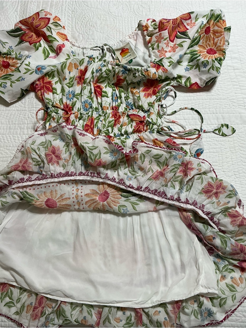 Farm Rio Off-White Bloom Garden Mini Dress Size XS - Picture 12 of 16